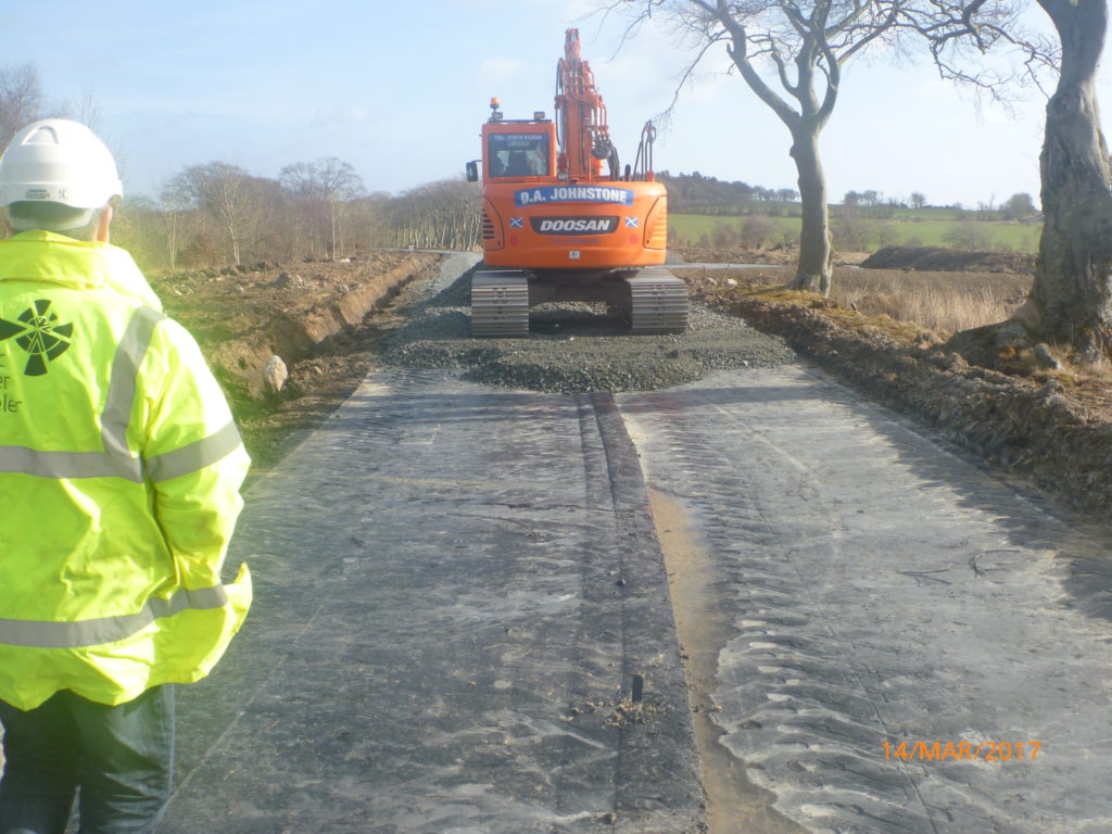 Drumduff Wind farm construction - Access track at turbine 2 location on 14th March