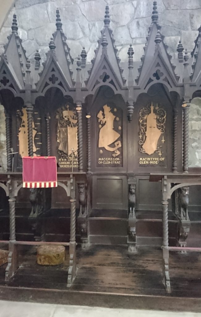 Clan stalls in St Conan’s Kirk will be restored thanks to funding from the Carraig Gheal Wind Farm Community Benefit Fund